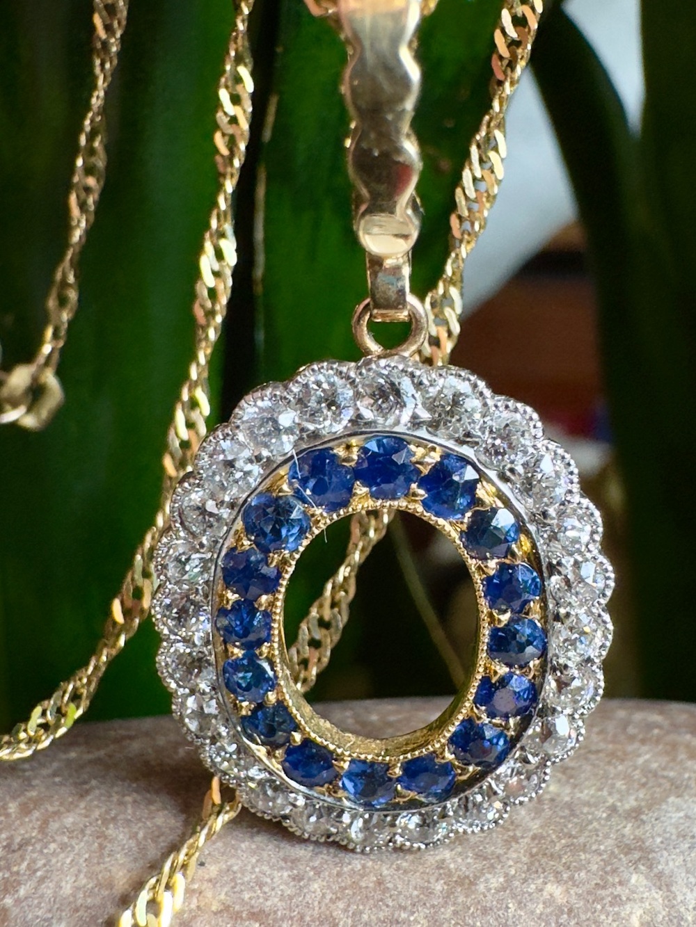 18k Sapphire and Diamond Pendant